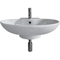 Lavabo Mural a Pared suspendido o Sobreencimera para Mueble de baño o encimera Irta de Porcelana Ceramica Blanca con…